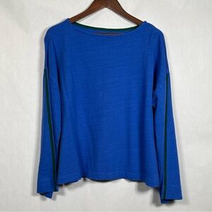 NWT LOFT Blue Long Sleeve Top with Green Trim